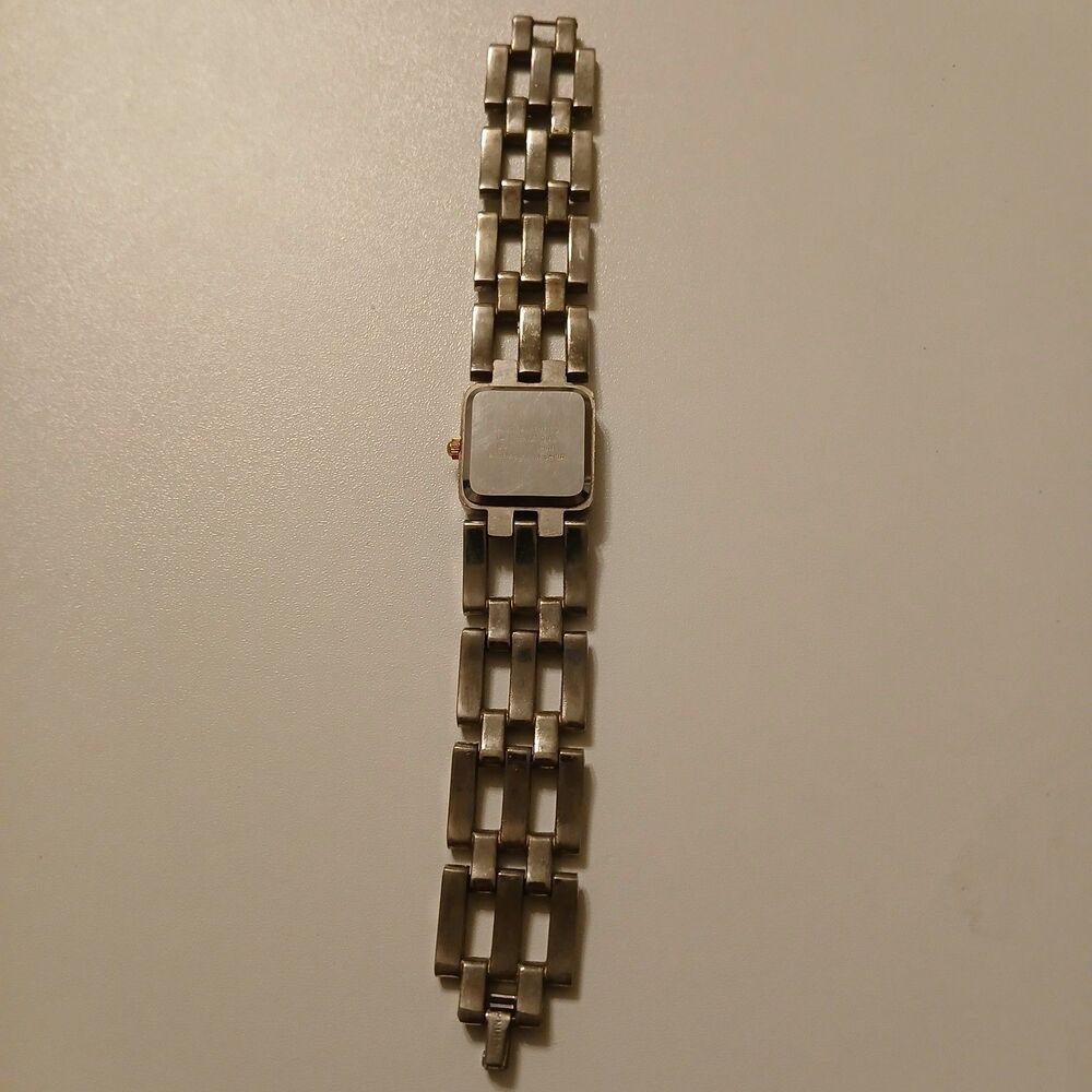 Vintage 90s Saint Laurent Women's Silver Tone Square MOP Dial Quartz Watch - Picture 4 of 17